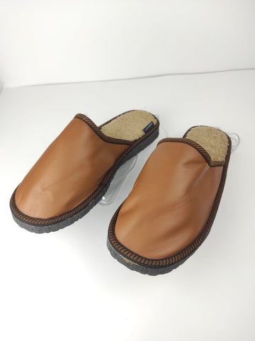 Brown Fur Leather & Sheepskin Slippers